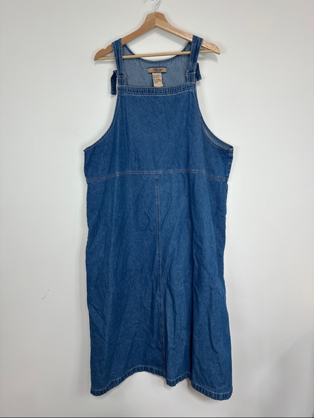 Denim Pinafore Dress in Classic Blue
